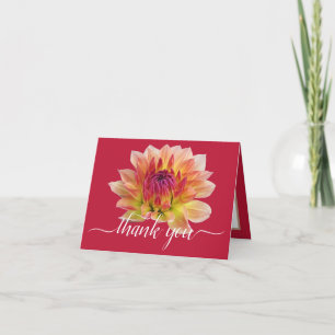 Chic Botanical Thank You Orange-Red Dahlia Floral Card