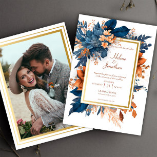 Chic Botanical Watercolor Floral Elegant Wedding Invitation