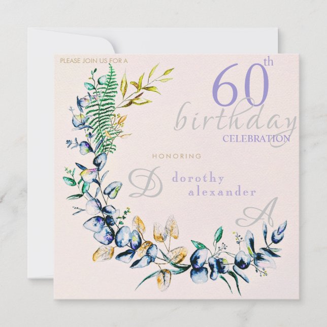 Chic Botanical Wreath Milestone Birthday Invitation (Front)