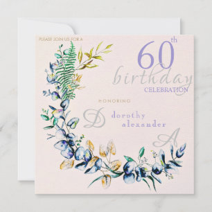 Chic Botanical Wreath Milestone Birthday Invitation