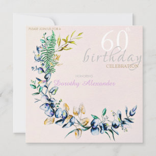 Chic Botanical Wreath Milestone Birthday Invitation