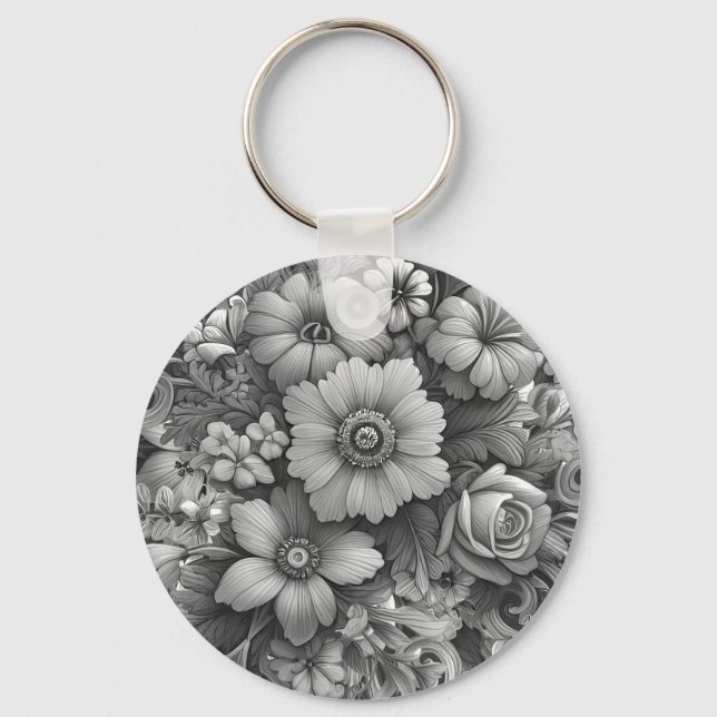 Chic Bouquet of Flowers Key Ring (Front)
