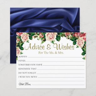Chic Bouquet Roses Wedding Advice Wishes Cards
