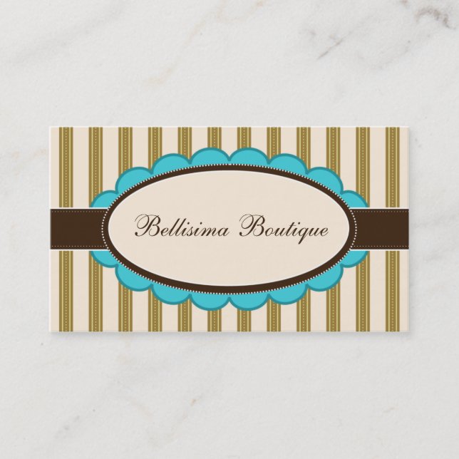 Chic Boutique Designer Business Cards: aqua Business Card (Front)