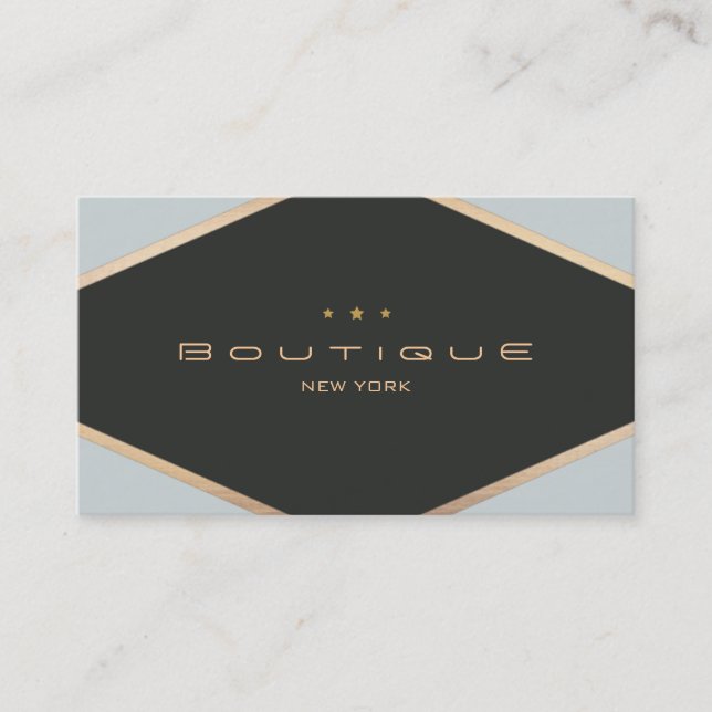 Chic Boutique Diamond Emblem Black and Gold Business Card (Front)