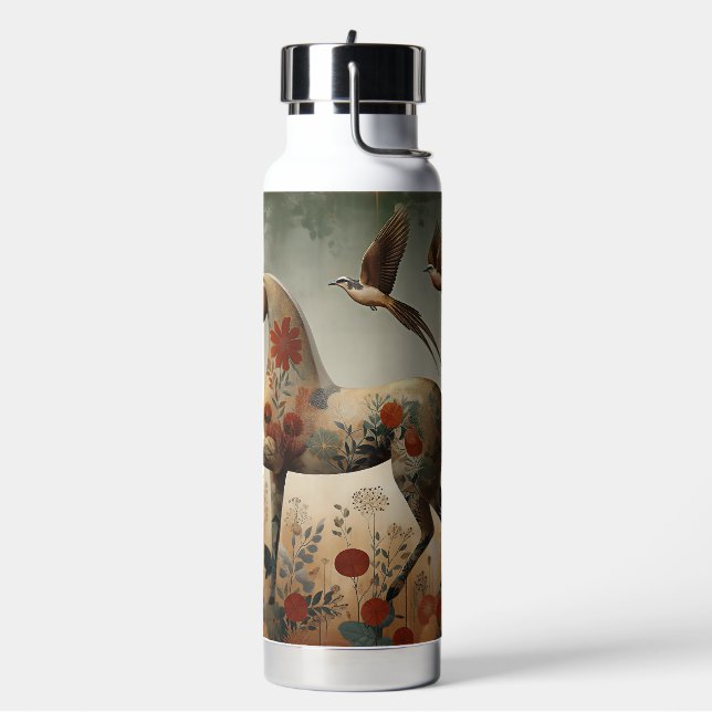  "chic boutique Equestrian Floral Horse"  Water Bottle (Left)