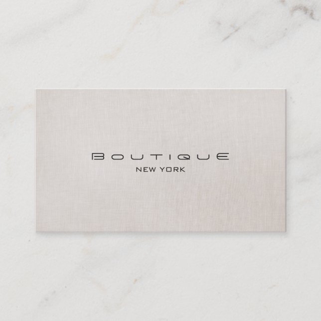 Chic Boutique Faux Beige Linen Professional Simple Business Card (Front)