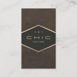 Chic Boutique Faux Brown Suede Diamond Emblem Business Card