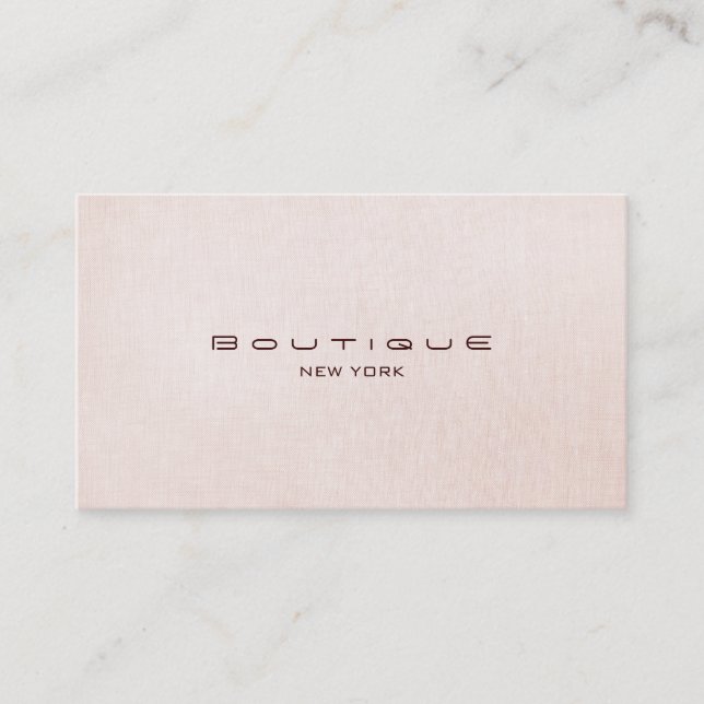 Chic Boutique Faux Light Pink Linen Business Card (Front)