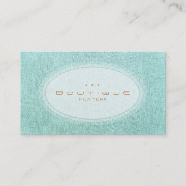 Chic Boutique Simple Turquoise Blue Linen Look Business Card (Front)