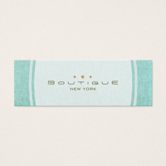 Chic Boutique Simple Turquoise Blue Linen Look Mini Business Card