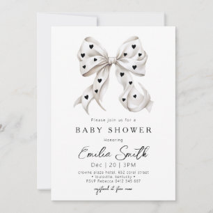 Chic Bow Coquette & heart Baby Shower Invitation
