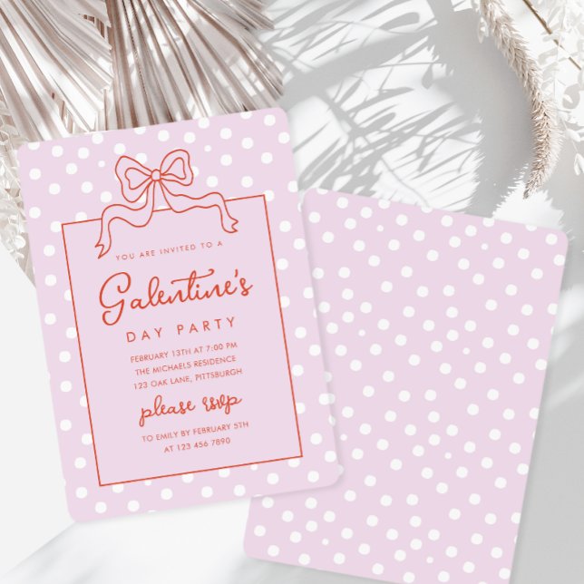 Chic Bow Polka Dot Galentine's Day Party Invitation (Creator Uploaded)