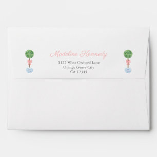 Chic Boxwood Baby Girl Shower Return Address Lined Envelope