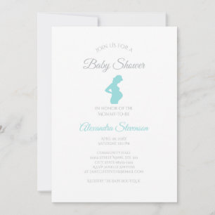 Chic Boy Baby Shower Pregnant Woman Baby Bump Invitation