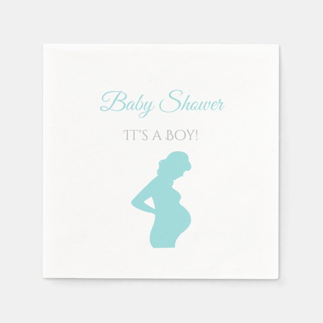 Chic Boy Baby Shower Pregnant Woman Baby Bump Napkin (Front)