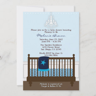 Chic Boy Blue Nursery Decor Baby Shower Invite