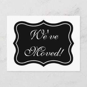 Chic bracket shape moving postcards   We've moved!