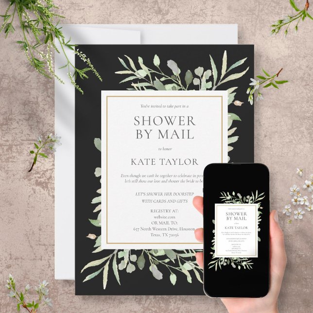 Chic Bridal Shower By Mail Greenery Leaves Invitation (Creator Uploaded)