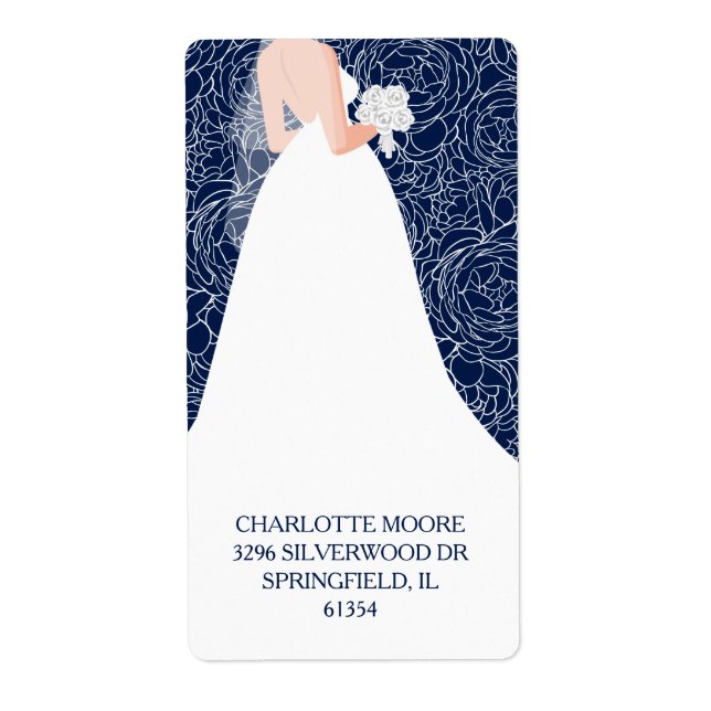 Chic Bridal Shower Navy Blue Return Address (Front)