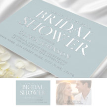 Chic Bridal Shower Photo Typography Grey Silver