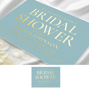Chic Bridal Shower Photo Typography Teal Gold