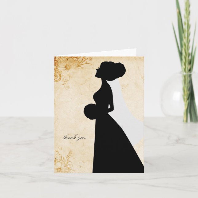 Chic Bridal Silhouette Thank You Notes (Front)