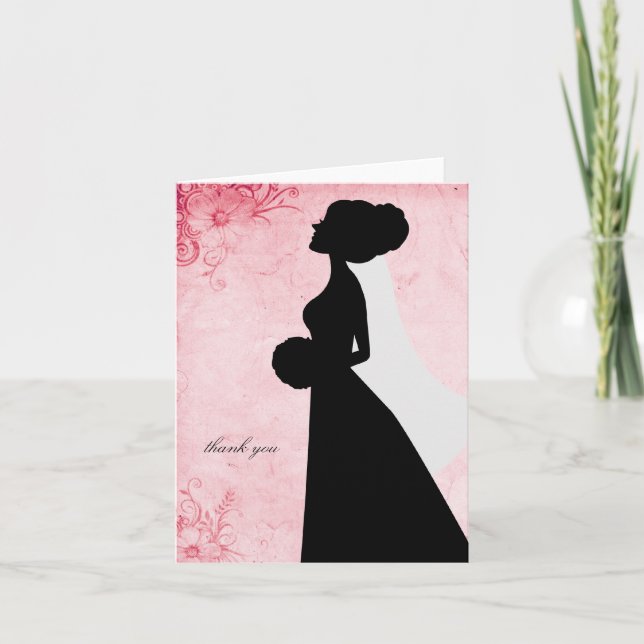 Chic Bridal Silhouette Thank You Notes (Front)