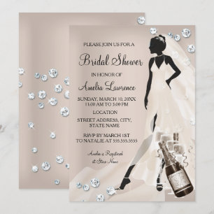 Chic Bride beige Sparkle Diamond Bridal Shower Invitation