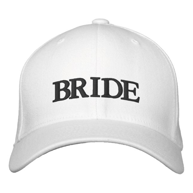 Chic Bride black text white Embroidered Hat (Front)