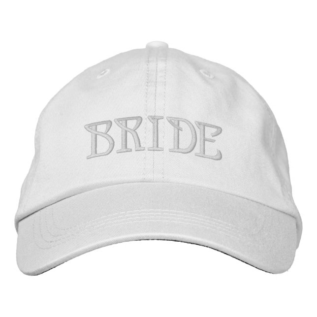 Chic Bride blush pink text white Embroidered Hat (Front)