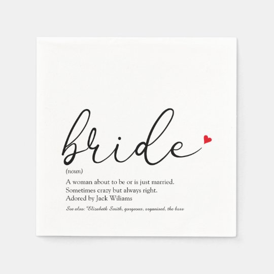 Chic Bride Definition, Bridal Shower Script Fun Napkin Zazzle.co.uk