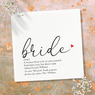 Chic Bride Definition, Bridal Shower Script Fun Napkin