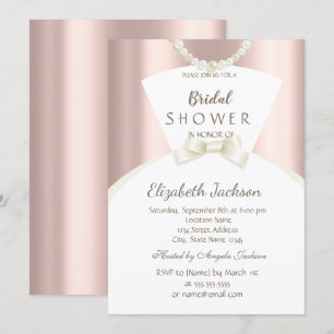 Chic Bride Dress Rose Gold Bridal Shower Invitation