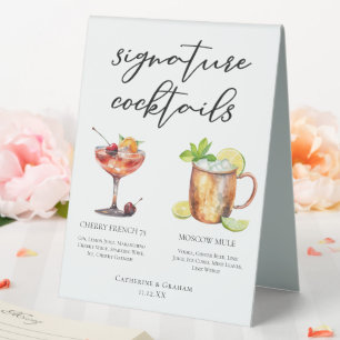 Chic Bride Groom Signature Cocktails Wedding Menu