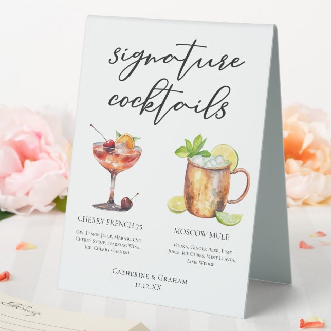 Chic Bride Groom Signature Cocktails Wedding Menu (In SItu (Wedding))