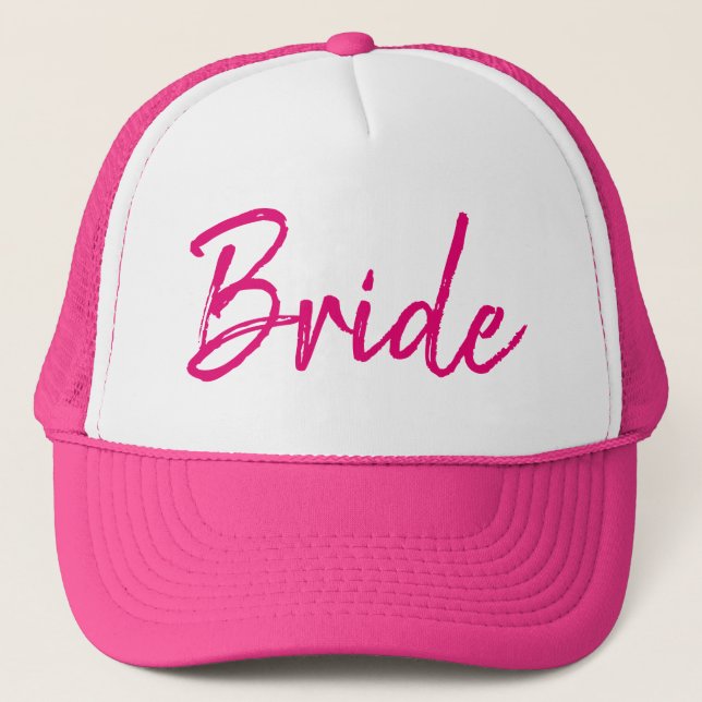 Chic Bride Hot Pink and White Trucker Hat (Front)