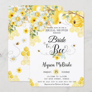 Chic Bride to Bee Yellow Floral Bridal Shower  Invitation
