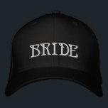 Chic Bride white text black wedding Embroidered Hat<br><div class="desc">Chic Bride white text black wedding Embroidered Baseball Cap 
Available in many colours and options</div>
