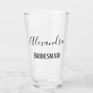 Chic Bridesmaid Elegant Text Glass