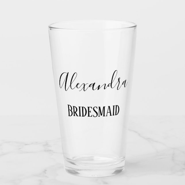 Chic Bridesmaid Elegant Text Glass (Front)