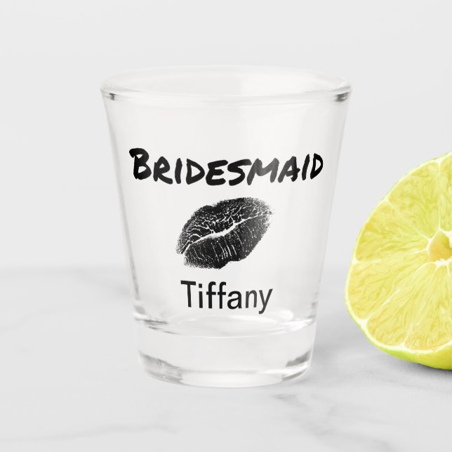 Chic Bridesmaid Keepsake lipstick print Shot Glass (Front)