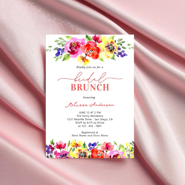 Chic Bright Colourful Floral Bridal Brunch Invitation (Creator Uploaded)