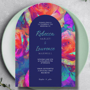 Chic Bright Colourful Floral Wedding Arch Invitation