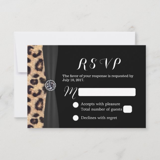 Chic Bright Diamond & Leopard Print Wedding RSVP (Front)