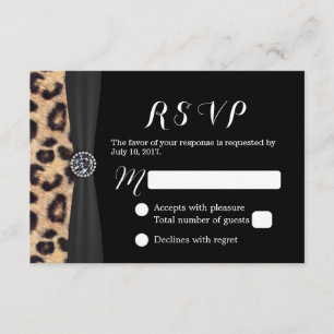 Chic Bright Diamond & Leopard Print Wedding RSVP Card