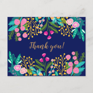 Chic Bright Floral Thank You Postcard