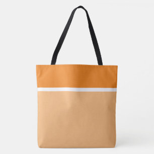 Chic Bright Orange Light Peach White Colour Block Tote Bag