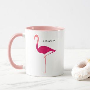 Chic Bright Pink Personalised Watercolor Flamingo Mug