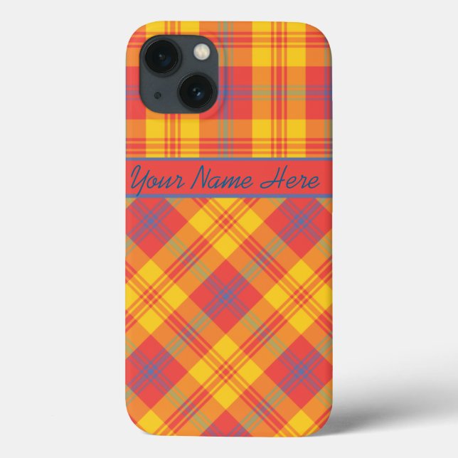 Chic Bright Red, Yellow and Blue Plaid iPad Case (Back)